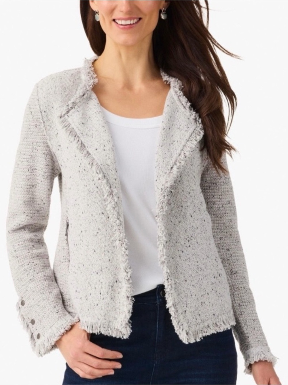 NIC+ZOE Tweed Knit Cardigan Jacket Blazer XL NWOT - Picture 2 of 11